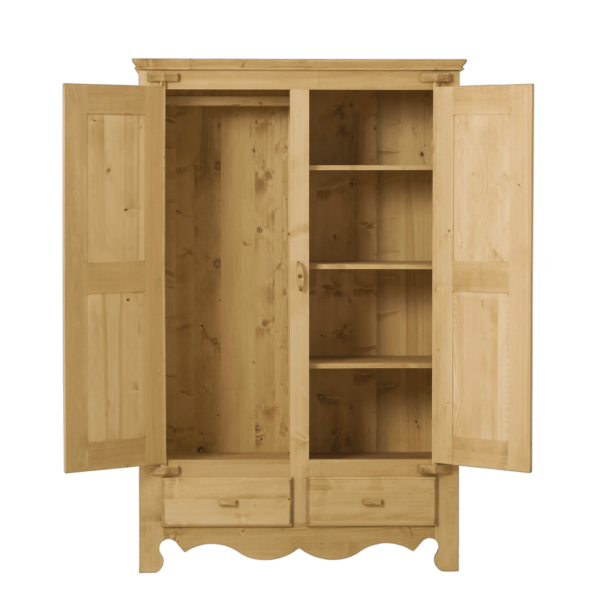 Armoire 2 Portes 2 Tiroirs Chamonix en Pin Massif Armoires en bois massif meublespin.fr - vente de mobilier et de décoration de style montagne ou chalet- vente de meubles en pin et canapés convertibles - https://meublespin.fr