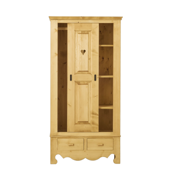 Armoire 2 Portes Coulissantes + 2 Tiroirs en Pin Massif Chamonix Armoires en bois massif meublespin.fr - vente de mobilier et de décoration de style montagne ou chalet- vente de meubles en pin et canapés convertibles - https://meublespin.fr