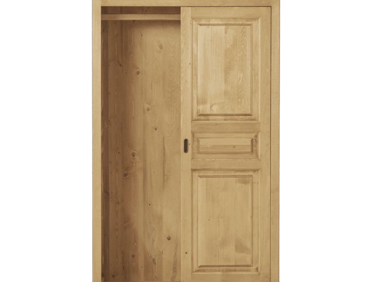 Armoire 2 Portes Corona En Pin Ciré - Avec Rail De Penderie - Meuble Chambre