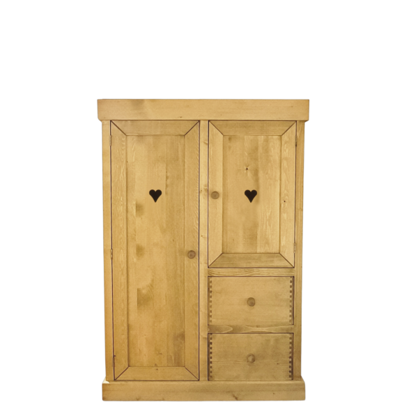 Armoire Sous Pente Megève 2 Portes + 2 Tiroirs en Pin Massif Armoires en bois massif meublespin.fr - vente de mobilier et de décoration de style montagne ou chalet- vente de meubles en pin et canapés convertibles - https://meublespin.fr