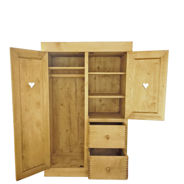 Armoire Sous Pente Megève 2 Portes + 2 Tiroirs en Pin Massif Armoires en bois massif meublespin.fr - vente de mobilier et de décoration de style montagne ou chalet- vente de meubles en pin et canapés convertibles - https://meublespin.fr