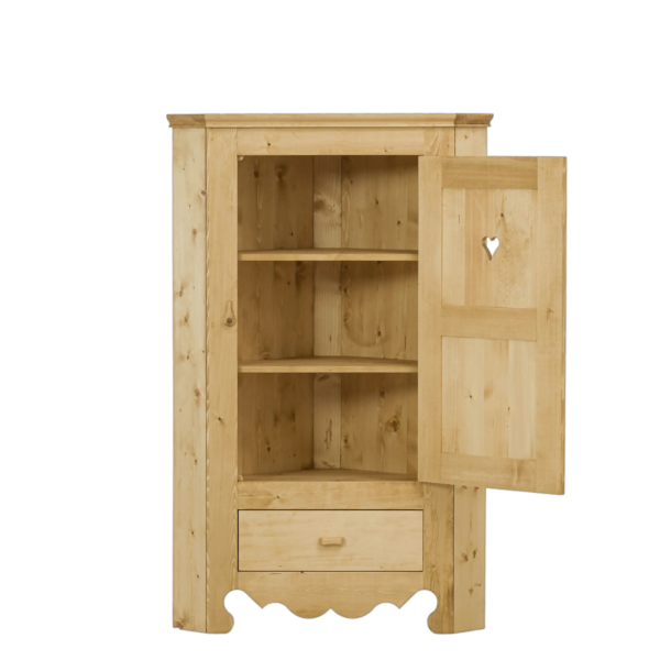 Armoire d’angle 1 Porte et Tiroir Chamonix en Pin Massif Armoires en bois massif meublespin.fr - vente de mobilier et de décoration de style montagne ou chalet- vente de meubles en pin et canapés convertibles - https://meublespin.fr