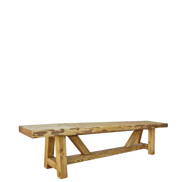 Banc Tronc en bois massif brossé 200 cm Chamonix meublespin.fr - vente de mobilier et de décoration de style montagne ou chalet- vente de meubles en pin et canapés convertibles - https://meublespin.fr