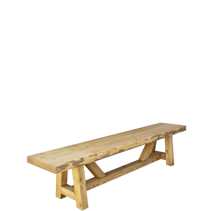 Banc Tronc en bois massif brossé 200 cm Chamonix meublespin.fr - mobilier et de décoration de style montagne ou chalet- meubles en pin, mobilier en bois massif de qualité, canapés convertibles - https://meublespin.fr