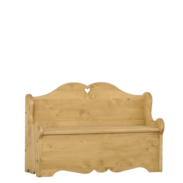 Banc coffre en pin avec accoudoirs 120 cm Chamonix meublespin.fr - vente de mobilier et de décoration de style montagne ou chalet- vente de meubles en pin et canapés convertibles - https://meublespin.fr