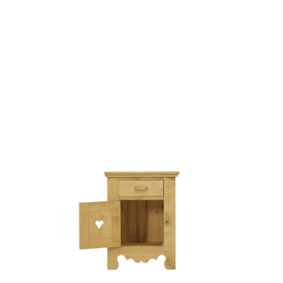 Chevet Chamonix 1 Porte 1 Tiroir en Pin Massif charnières à gauche Chamonix meublespin.fr - mobilier et de décoration de style montagne ou chalet- meubles en pin, mobilier en bois massif de qualité, canapés convertibles - https://meublespin.fr