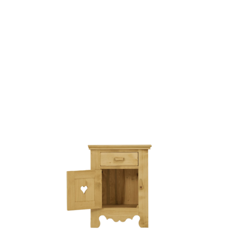 Chevet Chamonix 1 Porte 1 Tiroir en Pin Massif charnières à gauche Chamonix meublespin.fr - mobilier et de décoration de style montagne ou chalet- meubles en pin, mobilier en bois massif de qualité, canapés convertibles - https://meublespin.fr