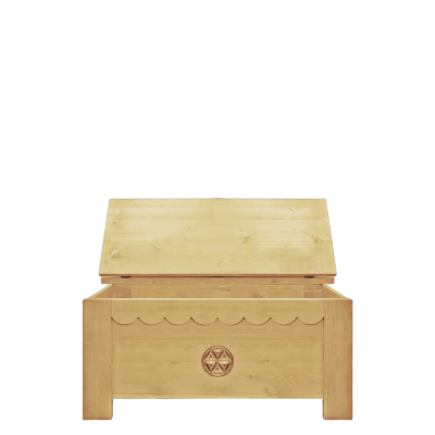 Coffre Chamonix en Pin Massif Sculpté Rosace 110 cm Chamonix meublespin.fr - mobilier et de décoration de style montagne ou chalet- meubles en pin, mobilier en bois massif de qualité, canapés convertibles - https://meublespin.fr