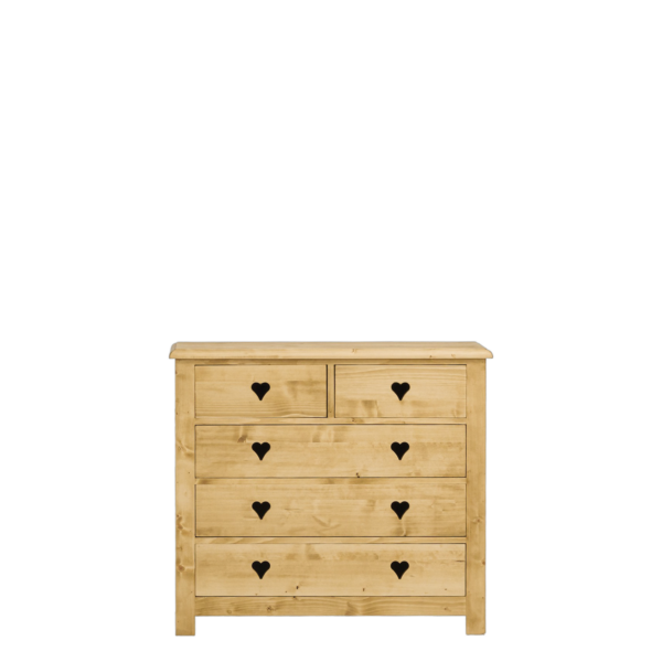 Commode 5 Tiroirs en Pin Massif 100 cm “Exclusivité WEB” Chamonix meublespin.fr - vente de mobilier et de décoration de style montagne ou chalet- vente de meubles en pin et canapés convertibles - https://meublespin.fr