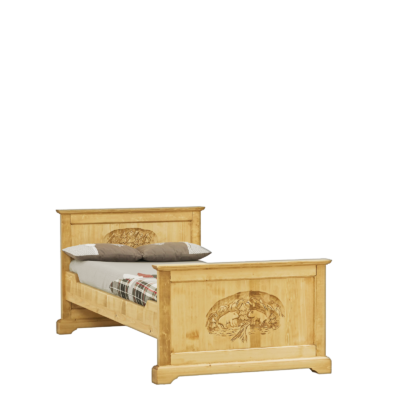 Lit Chalet Sculpté en Pin Massif 90 x 190 cm Chalet meublespin.fr - mobilier et de décoration de style montagne ou chalet- meubles en pin, mobilier en bois massif de qualité, canapés convertibles - https://meublespin.fr