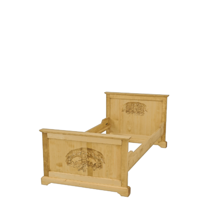 Lit Chalet Sculpté en Pin Massif 90 x 190 cm Chalet meublespin.fr - mobilier et de décoration de style montagne ou chalet- meubles en pin, mobilier en bois massif de qualité, canapés convertibles - https://meublespin.fr