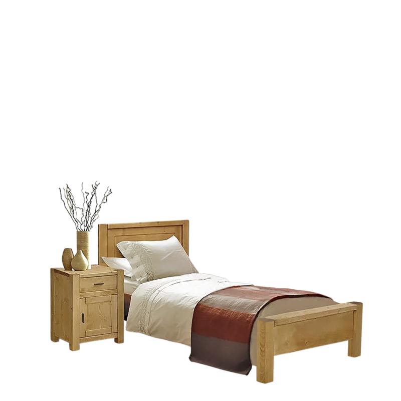 Lit en pin massif pied bas 90 x 190 cm – Morzine Morzine meublespin.fr - mobilier et de décoration de style montagne ou chalet- meubles en pin, mobilier en bois massif de qualité, canapés convertibles - https://meublespin.fr