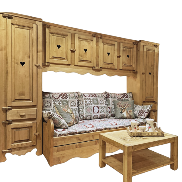 Pont 4 Portes et 2 Bonnetières en Bois Massif Chamonix 313 cm Armoires en bois massif meublespin.fr - vente de mobilier et de décoration de style montagne ou chalet- vente de meubles en pin et canapés convertibles - https://meublespin.fr