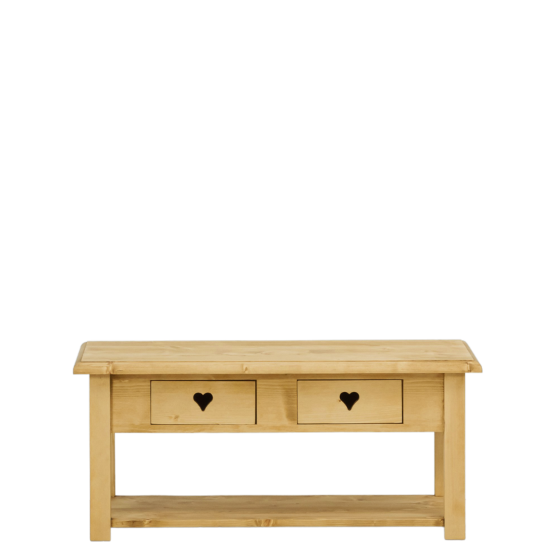 Table Basse Chamonix Double Plateaux et 2 Tiroirs 100 x 55 cm Chamonix meublespin.fr - mobilier et de décoration de style montagne ou chalet- meubles en pin, mobilier en bois massif de qualité, canapés convertibles - https://meublespin.fr