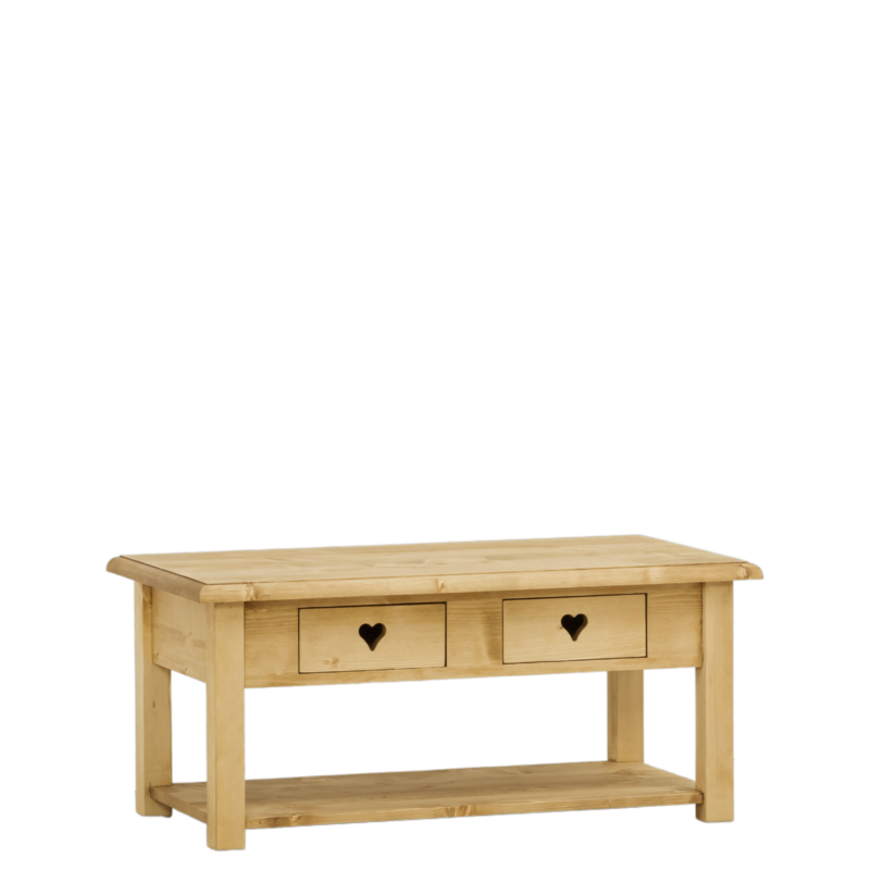 Table Basse Chamonix Double Plateaux et 2 Tiroirs 100 x 55 cm Chamonix meublespin.fr - mobilier et de décoration de style montagne ou chalet- meubles en pin, mobilier en bois massif de qualité, canapés convertibles - https://meublespin.fr