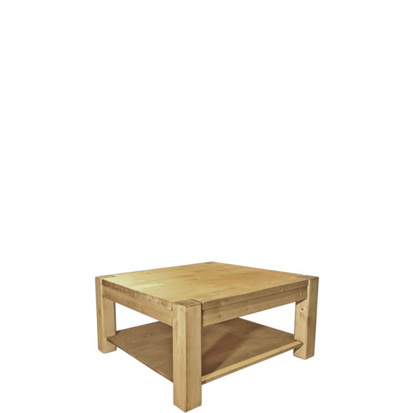 Table Basse Carrée Morzine 80 x 80 cm Bois Pin Massif Morzine meublespin.fr - vente de mobilier et de décoration de style montagne ou chalet- vente de meubles en pin et canapés convertibles - https://meublespin.fr