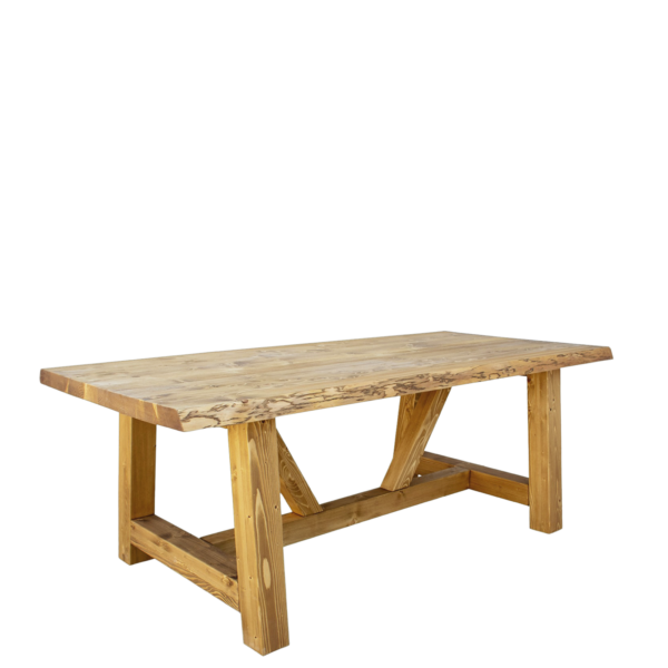 Table Tronc en Pin Massif Brossé 200 x 95 cm Chamonix meublespin.fr - vente de mobilier et de décoration de style montagne ou chalet- vente de meubles en pin et canapés convertibles - https://meublespin.fr