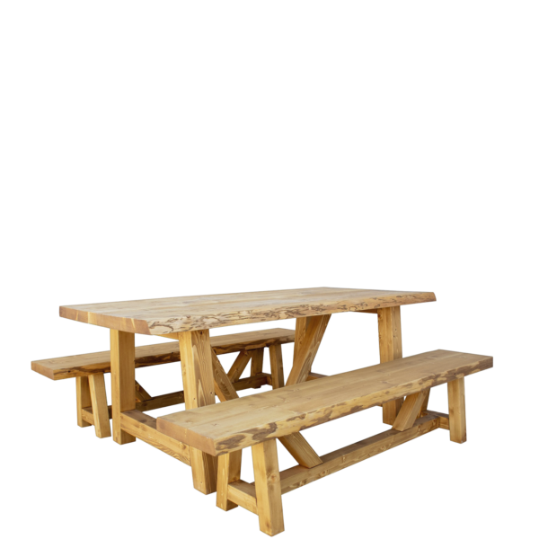 Table Tronc en Pin Massif Brossé 200 x 95 cm Chamonix meublespin.fr - vente de mobilier et de décoration de style montagne ou chalet- vente de meubles en pin et canapés convertibles - https://meublespin.fr