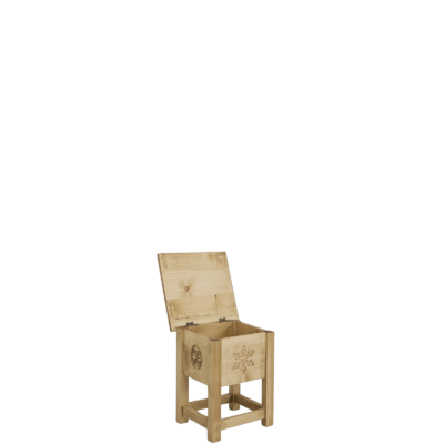 Tabouret coffre Chalet sculpté en pin massif Bancs & Tabourets meublespin.fr - mobilier et de décoration de style montagne ou chalet- meubles en pin, mobilier en bois massif de qualité, canapés convertibles - https://meublespin.fr