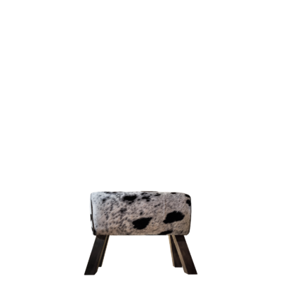 Petit Banc Bois & Peau de Vache Noir et Blanc 70 cm Bancs & Tabourets meublespin.fr - mobilier et de décoration de style montagne ou chalet- meubles en pin, mobilier en bois massif de qualité, canapés convertibles - https://meublespin.fr