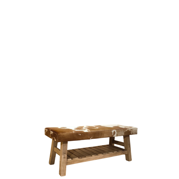 Banc en Peau de Vache & Bois Massif 110 cm Bancs & Tabourets meublespin.fr - vente de mobilier et de décoration de style montagne ou chalet- vente de meubles en pin et canapés convertibles - https://meublespin.fr