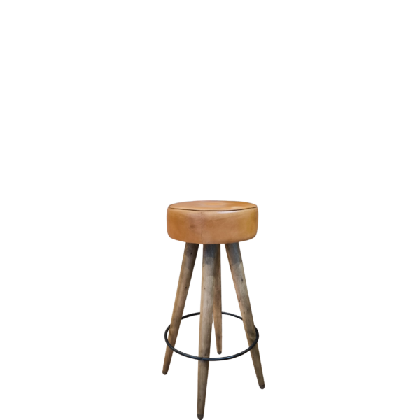 Tabouret de bar style industriel en Bois & Cuir Bancs & Tabourets meublespin.fr - vente de mobilier et de décoration de style montagne ou chalet- vente de meubles en pin et canapés convertibles - https://meublespin.fr