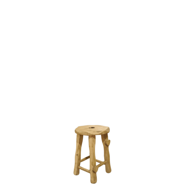 Tabouret rond travaillé avec 2 cœurs en pin massif Chamonix meublespin.fr - vente de mobilier et de décoration de style montagne ou chalet- vente de meubles en pin et canapés convertibles - https://meublespin.fr