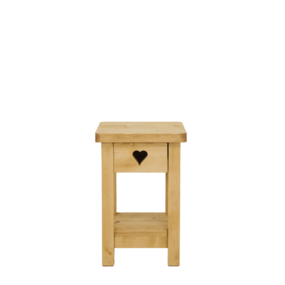 Chevet 1 Tiroir Cœur en Pin Massif Chamonix meublespin.fr - mobilier et de décoration de style montagne ou chalet- meubles en pin, mobilier en bois massif de qualité, canapés convertibles - https://meublespin.fr