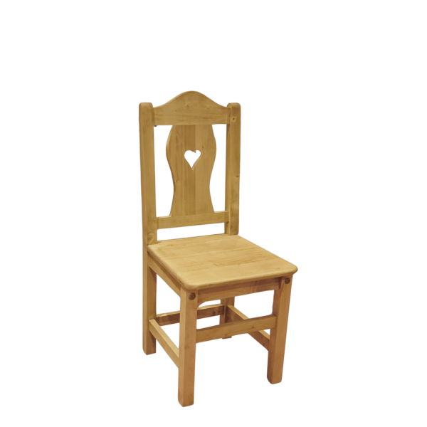 Chaise en bois massif avec coeur Chamonix meublespin.fr - vente de mobilier et de décoration de style montagne ou chalet- vente de meubles en pin et canapés convertibles - https://meublespin.fr