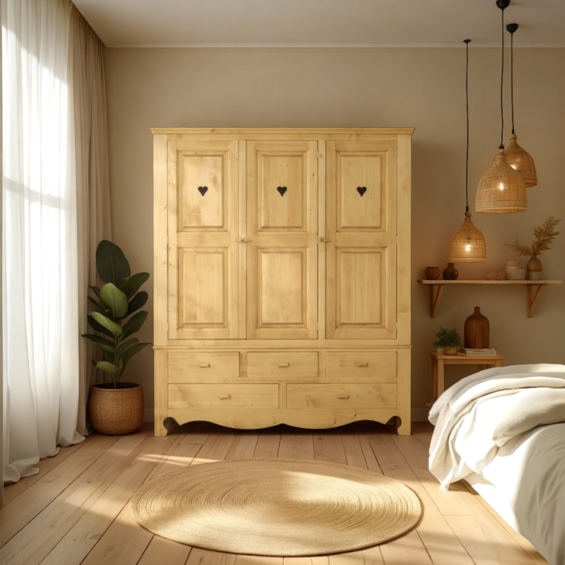 Armoire 3 P + 5 T Chamonix « Exclusivité Web » Armoires en bois massif meublespin.fr - vente de mobilier et de décoration de style montagne ou chalet- vente de meubles en pin et canapés convertibles - https://meublespin.fr