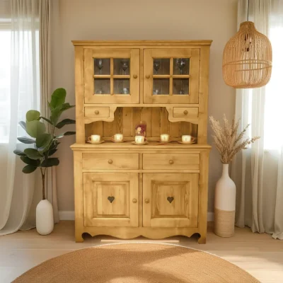 Vaisselier 4 Portes et 4 Tiroirs Chamonix « Exclusivité WEB » Chamonix meublespin.fr - mobilier et de décoration de style montagne ou chalet- meubles en pin, mobilier en bois massif de qualité, canapés convertibles - https://meublespin.fr