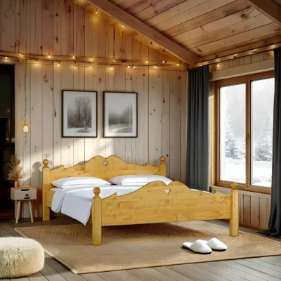 Lit en pin massif Chamonix 140 x 190 cm « Exclusivité WEB » Chamonix meublespin.fr - mobilier et de décoration de style montagne ou chalet- meubles en pin, mobilier en bois massif de qualité, canapés convertibles - https://meublespin.fr