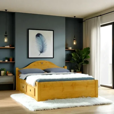 Lit Chamonix avec 4 Tiroirs en Pin Massif 160 x 200 cm Chamonix meublespin.fr - mobilier et de décoration de style montagne ou chalet- meubles en pin, mobilier en bois massif de qualité, canapés convertibles - https://meublespin.fr