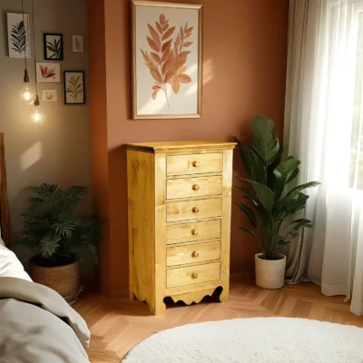 Grand Chiffonnier 6 Tiroirs en Pin Massif « Exclusivité WEB » Chamonix meublespin.fr - mobilier et de décoration de style montagne ou chalet- meubles en pin, mobilier en bois massif de qualité, canapés convertibles - https://meublespin.fr