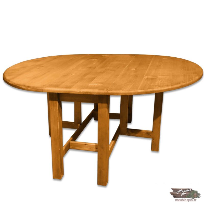 Table Pliante Ovale en Pin Massif Ciré 148 x 110 cm Chamonix meublespin.fr - mobilier et de décoration de style montagne ou chalet- meubles en pin, mobilier en bois massif de qualité, canapés convertibles - https://meublespin.fr