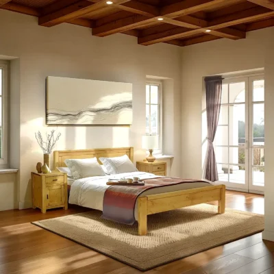 Lit en pin massif pied bas 140 x 190 cm – Morzine – « Exclusivité WEB » Morzine meublespin.fr - mobilier et de décoration de style montagne ou chalet- meubles en pin, mobilier en bois massif de qualité, canapés convertibles - https://meublespin.fr