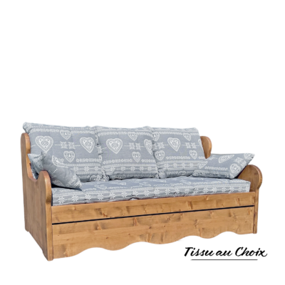 Canapé Gigogne Chamonix en Pin Massif – Tissu au Choix Canapés Gigognes en Bois Massif meublespin.fr - mobilier et de décoration de style montagne ou chalet- meubles en pin, mobilier en bois massif de qualité, canapés convertibles - https://meublespin.fr