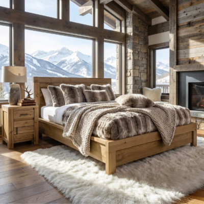 Lit en Pin Brossé Montana 140 x 190cm Montana meublespin.fr - mobilier et de décoration de style montagne ou chalet- meubles en pin, mobilier en bois massif de qualité, canapés convertibles - https://meublespin.fr