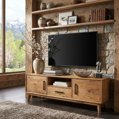 Meuble TV  2 Portes+1 Tiroir en Pin Massif – Avignon Meubles TV en Bois Massif meublespin.fr - mobilier et de décoration de style montagne ou chalet- meubles en pin, mobilier en bois massif de qualité, canapés convertibles - https://meublespin.fr