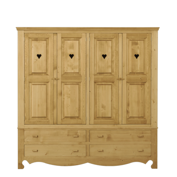 Armoire 4 Portes et 4 Tiroirs Chamonix en Pin Massif Armoires en bois massif meublespin.fr - vente de mobilier et de décoration de style montagne ou chalet- vente de meubles en pin et canapés convertibles - https://meublespin.fr