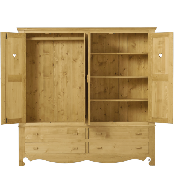 Armoire 4 Portes et 4 Tiroirs Chamonix en Pin Massif Armoires en bois massif meublespin.fr - vente de mobilier et de décoration de style montagne ou chalet- vente de meubles en pin et canapés convertibles - https://meublespin.fr