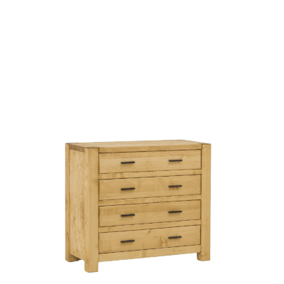 Commode 4 Tiroirs en Pin Massif Morzine 100 cm Morzine meublespin.fr - mobilier et de décoration de style montagne ou chalet- meubles en pin, mobilier en bois massif de qualité, canapés convertibles - https://meublespin.fr