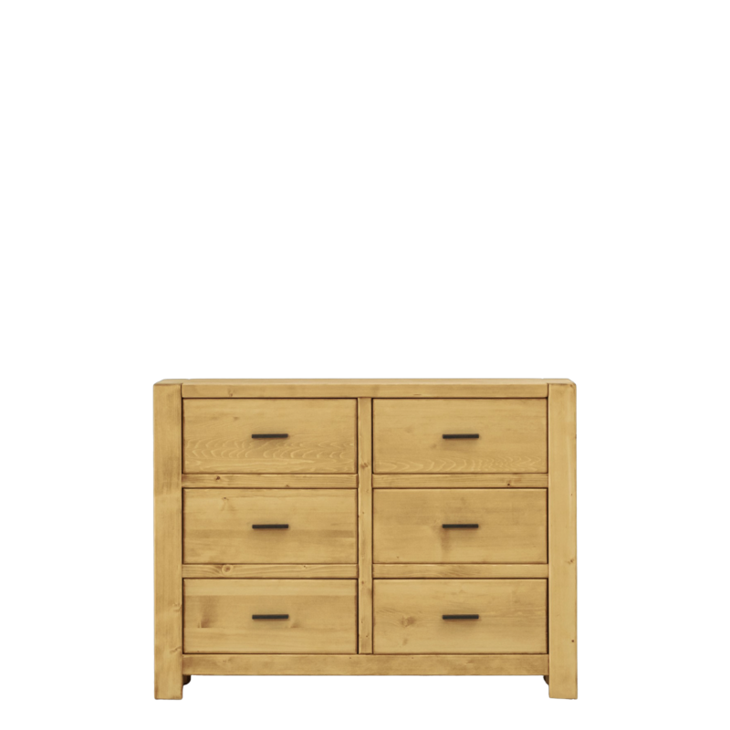 Commode 6 Tiroirs en Pin Massif Morzine 120cm Morzine meublespin.fr - mobilier et de décoration de style montagne ou chalet- meubles en pin, mobilier en bois massif de qualité, canapés convertibles - https://meublespin.fr