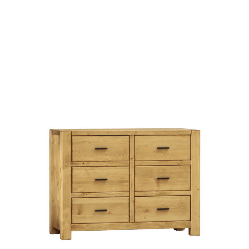 Commode 6 Tiroirs en Pin Massif Morzine 120cm Morzine meublespin.fr - mobilier et de décoration de style montagne ou chalet- meubles en pin, mobilier en bois massif de qualité, canapés convertibles - https://meublespin.fr