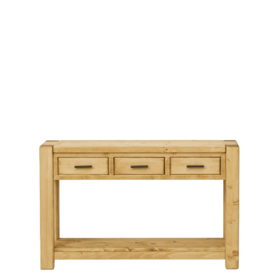Console Morzine 3 Tiroirs en Pin Massif 119 cm Morzine meublespin.fr - mobilier et de décoration de style montagne ou chalet- meubles en pin, mobilier en bois massif de qualité, canapés convertibles - https://meublespin.fr