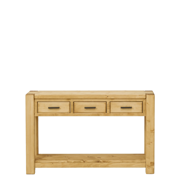 Console Morzine 3 Tiroirs en Pin Massif 119 cm Morzine meublespin.fr - vente de mobilier et de décoration de style montagne ou chalet- vente de meubles en pin et canapés convertibles - https://meublespin.fr