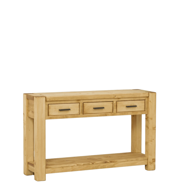 Console Morzine 3 Tiroirs en Pin Massif 119 cm Morzine meublespin.fr - vente de mobilier et de décoration de style montagne ou chalet- vente de meubles en pin et canapés convertibles - https://meublespin.fr