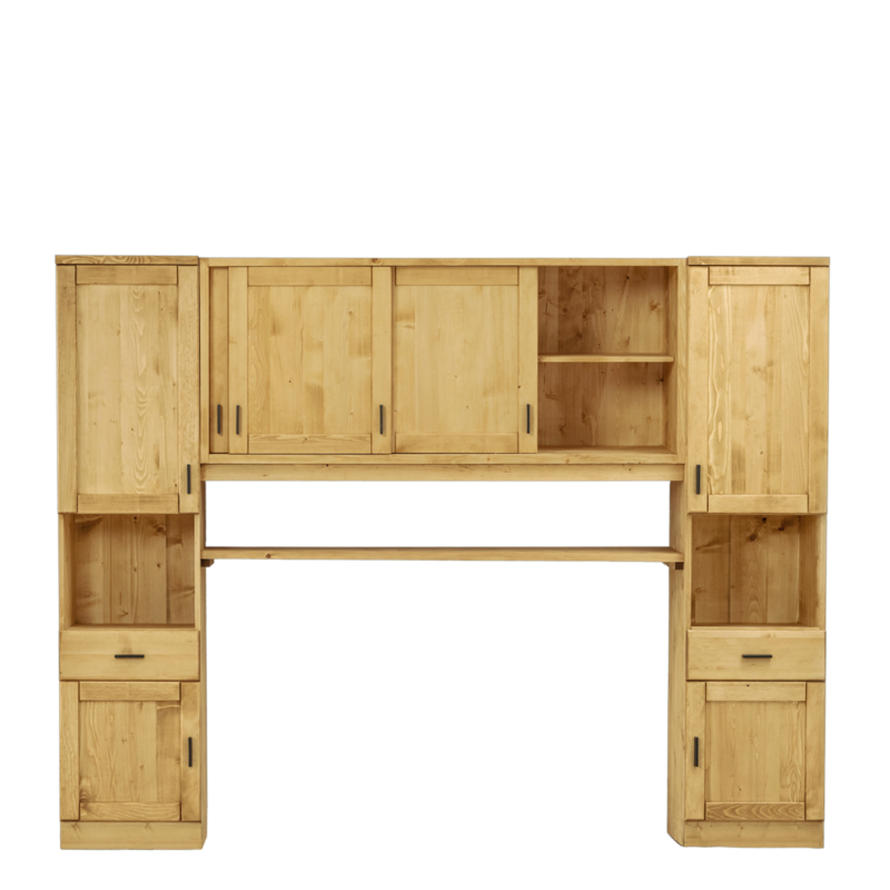 Pont 3 portes et 2 bonnetières Morzine 275 cm Armoires en bois massif meublespin.fr - mobilier et de décoration de style montagne ou chalet- meubles en pin, mobilier en bois massif de qualité, canapés convertibles - https://meublespin.fr