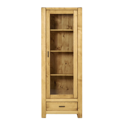 Vitrine Morzine 1 Porte  + 1 Tiroir en Pin Massif Bibliothèques & Vitrines meublespin.fr - mobilier et de décoration de style montagne ou chalet- meubles en pin, mobilier en bois massif de qualité, canapés convertibles - https://meublespin.fr
