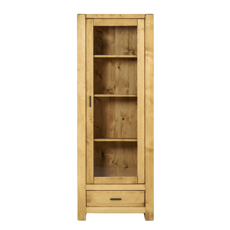 Vitrine Morzine 1 Porte  + 1 Tiroir en Pin Massif Bibliothèques & Vitrines meublespin.fr - mobilier et de décoration de style montagne ou chalet- meubles en pin, mobilier en bois massif de qualité, canapés convertibles - https://meublespin.fr
